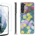 thumbnail image 1 of Shockproof Bumper Phone Case for Samsung Galaxy S23 5G, with Tempered Glass Screen Protector, by OneToughShield ® - Chrysanthemums, 1 of 4