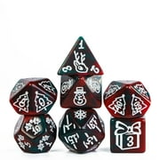 Cusdie 7-Die Xmas Dice Set DND, Polyhedral Dice Set Christmas Theme, Festival Gift for Role Playing Game Dungeons and Dragons D&D Dice MTG Pathfinder