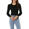 thumbnail image 1 of Unique Bargains Femmes Col Rond Hallowe Casual Slim Fit Tops Chemises à Manches Longues Noir M, 1 of 5