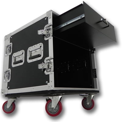 Seismic Audio 10 SPACE RACK CASE WITH 3U LOCKING DRAWER Amp Effect Mixer PA/DJ PRO CASTERS - SAR102rd3u