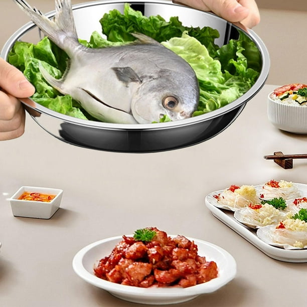 Plato de cena de acero inoxidable vajilla de Metal plato para servir reutilizable facil de limpiar plato redondo plano para restaurante barbacoa y 20 centimetros Walmart en linea