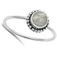 thumbnail image 4 of CHOOSE YOUR COLOR Oxidized Bali Moonstone Ring .925 Sterling Silver Band White CZ Female Size 7, 4 of 4