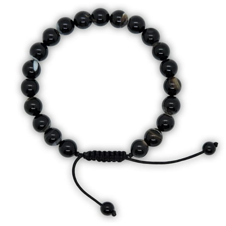 Black Agate Wrist mala Yoga Beads for Meditation (Best Mala Beads For Meditation)