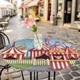 thumbnail image 6 of Amusement Park Round Tablecloth for 55-60 Inch Tables, Fitted Table Cover with Elastic Edge, Cute Cartoon Wheelwheels Circus Waterproof Outdoor Table Cloth Protector for Patio Garden Dinner Picnic, 6 of 9
