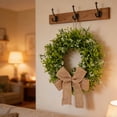 thumbnail image 2 of Shipiny Green Artificial Boxwood Wreath with Jute and White Flowers, Farmhouse Style Front Door Wreath for Spring, Summer and Year-Round Home Entryway Decoration, Green, 2 of 7