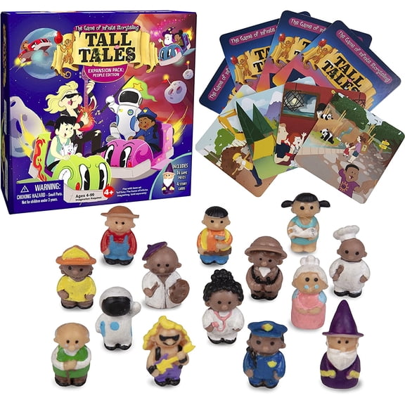 SCS Direct, Tall Tales Storytelling Board Game Expansion Pack: People Edition - 14 New Educational Game Pieces & 4 Story Cards - Promotes Creativity & Language Skills, School Activities