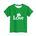 thumbnail image 5 of Blusas y camisas de manga corta con cuello redondo para niños Camiseta estampada del Día de San Patricio de manga corta con cuello redondo, informal, versátil, para niñas, top de poliéster, 5 of 5