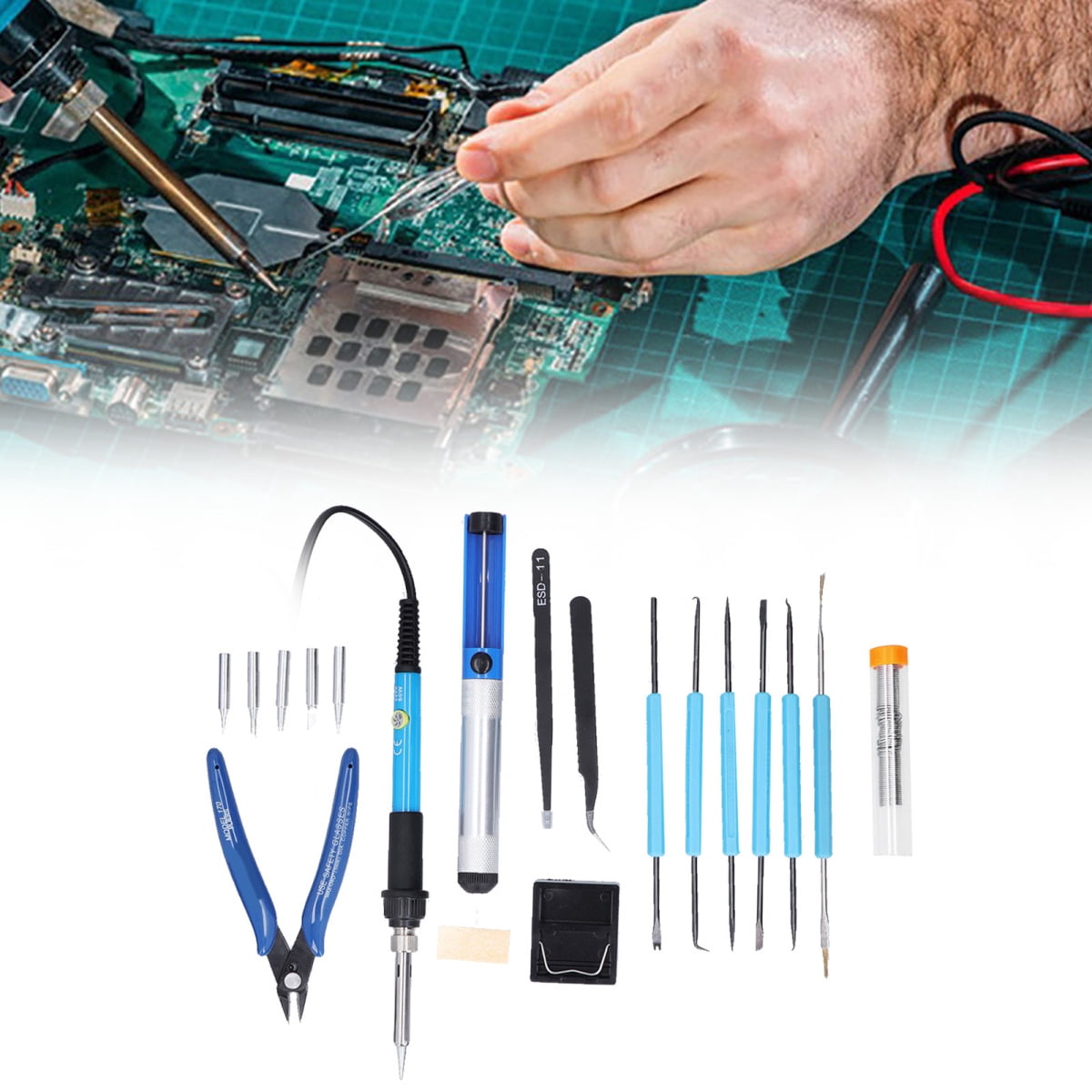 Soldering Iron Kit with Electric Soldering Iron Welding Iron Tips for DIY EnthusiastsUS Plug