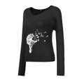 thumbnail image 2 of Haut Ample pour Femmes Col Rond Imprimé Manches Longues Polyester Mélange (Noir, TG), 2 of 4