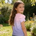 thumbnail image 6 of Dwellite Girls V-Neck Shirts Short Sleeve Cute Summer Tee Shirts Baggy Soft Tops 3-13 Years Pink 150, 6 of 7