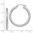 thumbnail image 3 of Real 14kt White Gold Diamond-cut 3mm Round Hoop Earrings; for Adults and Teens; for Women and Men, 3 of 3