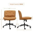 thumbnail image 3 of Silla de Oficina con Patas Cruzadas, Silla sin Brazos con Ruedas, Silla Giratoria para Tocador, Asiento Amplio Ajustable, Color Marrón, 3 of 7