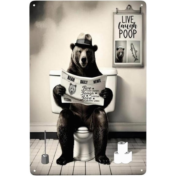 Phonily Funny Moose Metal Bathroom Signs Moose Read Newspaper Wall Art Moose Wall Decor for Bathroom Bedroom Living Room Decoration 8W*12L