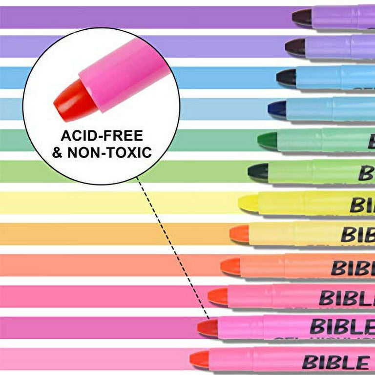 Feela 24 Pack Gel Highlighters, 12 Assorted Colors Bible Highlighter  Markers Journaling Supplies, No Bleed Through For Highlighting Journal  School