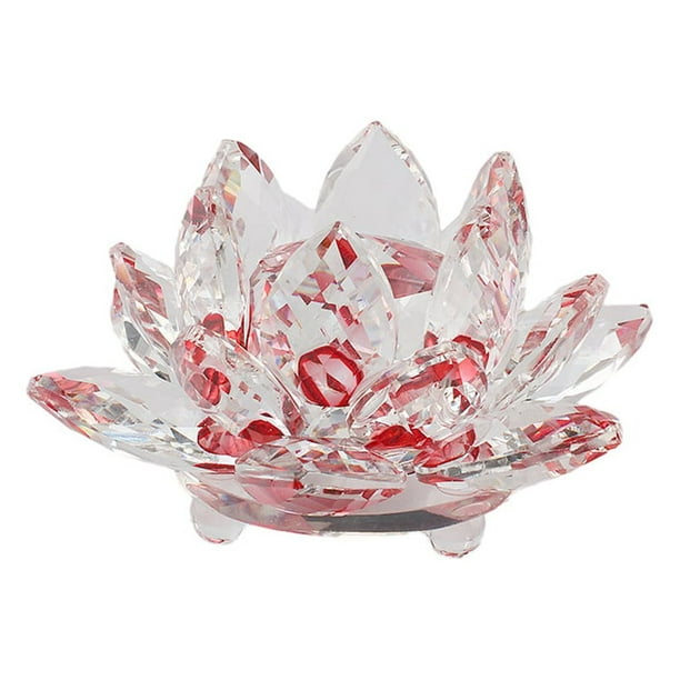Cristal fino Wosthever Flor de loto Feng Shui Esfera Cristales Decorativas Rojo