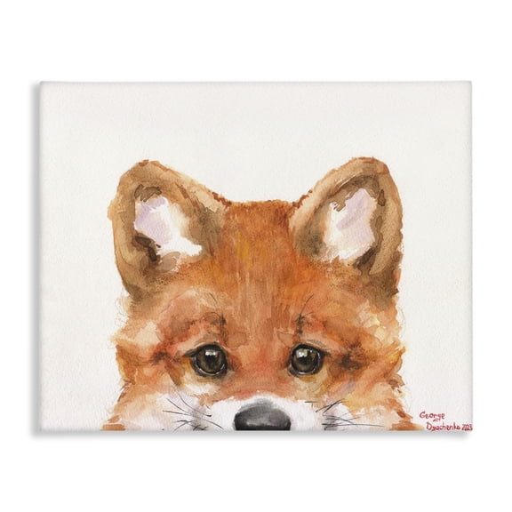 Stupell Industries Rustic Lodge Fox Cub Peeking Canvas Art, 20 x 16, by George Dyachenko