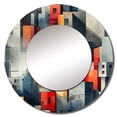 thumbnail image 3 of Designart "Wall Pattern With Grey Cubic Stripes" Striped Round Mirror Wall Decor Modern - Large Grey Round Bathroom Mirror - Round Mirror - 23" x 23", 3 of 7