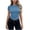 A Blue, variant on Womens Shirts Ndbuld Fashion Women's Casual Solid Color Midriff-baring Short Sleeve Round-Neck Tops,Orange,S