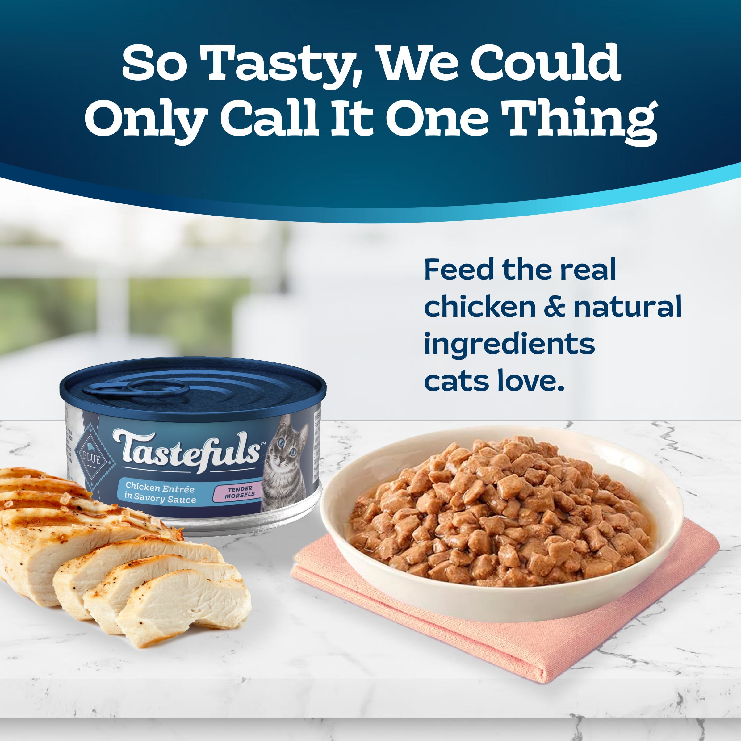 (2 pack) Blue Buffalo Tastefuls Adult Cat Wet Food, Chicken Morsels in Gravy, 5.5-oz. Can