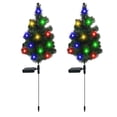 thumbnail image 1 of Solar Christmas Tree Lights Garden Decoration Ground Plug Led Color Lights Outdoor Lights with Bells and Chinese Knot Bow and Christmas Tree Top Star 2PCS, 1 of 6