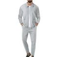 thumbnail image 1 of FOCUSNORM Men’s 2 Piece Tracksuit Set Long Sleeve Zip Up Waffle Jacket + Pants Set Loungewear Sweatsuit, 1 of 9