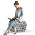 thumbnail image 2 of Abstract Pouf Cover with Zipper, Square Shapes with Doodle Little Dots Retro Style Halftone Effect Design, Soft Decorative Fabric Unstuffed Case, 30" W X 17.3" L, Black and Coconut, by Ambesonne, 2 of 5