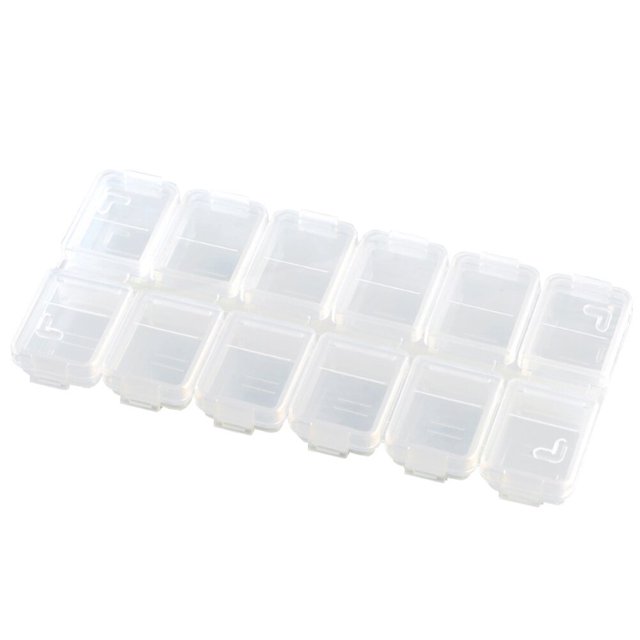 HLONK Boîte de Rangement en Plastique 12 Compartiments pour Bijoux, Perles, Bagues, Boucles d'Oreilles (Transparent)