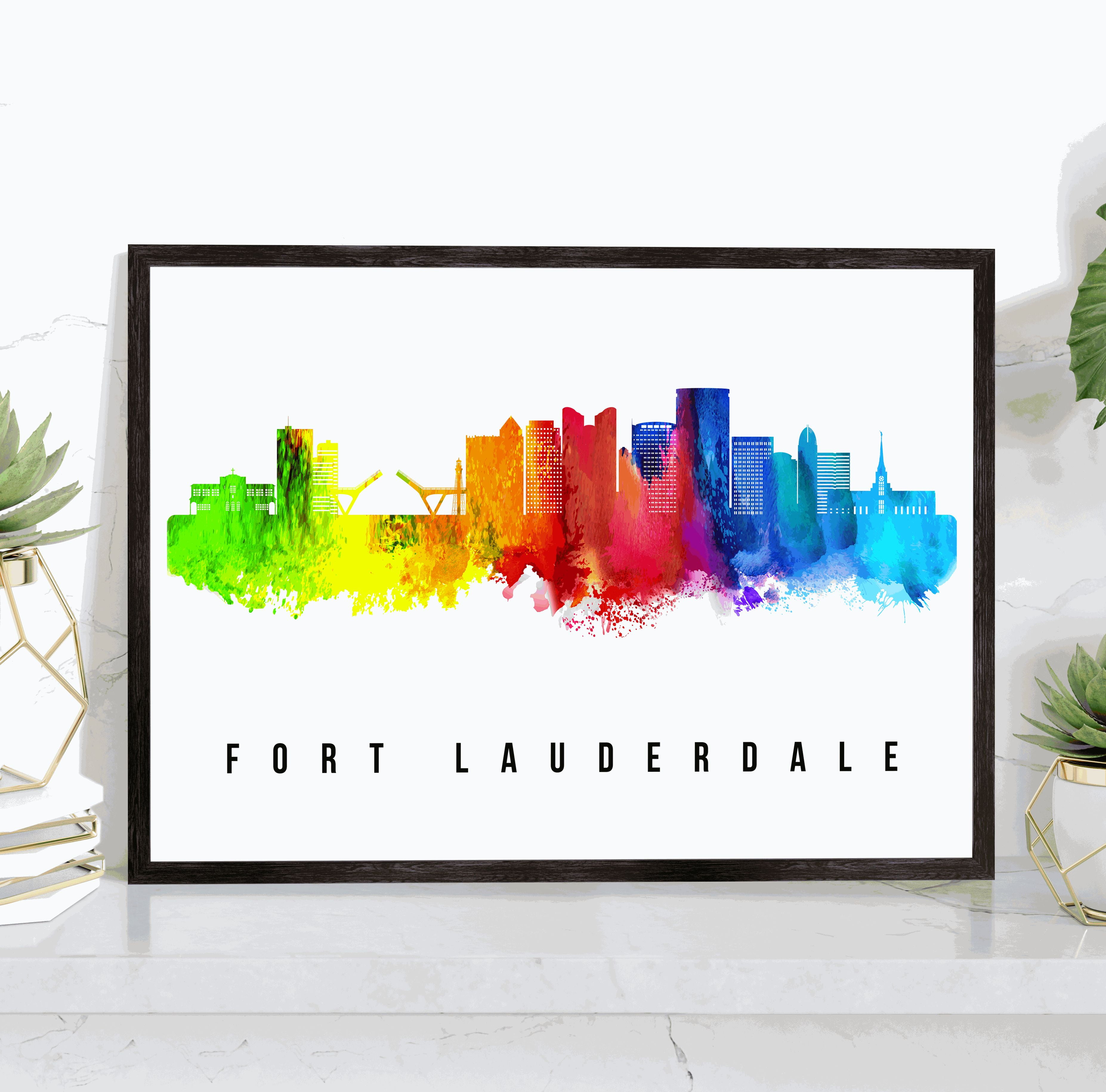 Pera Print Fort Lauderdale Skyline Florida Poster, Fort Lauderdale