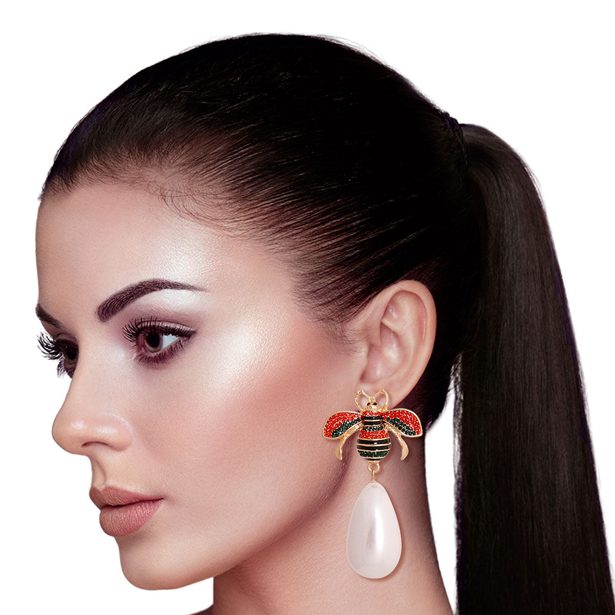 Bee Pearl Teardrop Earrings 