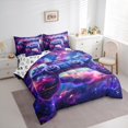 thumbnail image 3 of Manfei Game Console 7 Pieces Bedding Comforter Set,Colorful Galaxy Starry Sky Full Bedding Set,Purple Pink Ombre Fitted Sheet Flat Sheet For Kids,Super Cozy Room Decor Reversible, 3 of 8