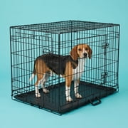 Vibrant Life 2-Door Foldable 42 Metal Dog Training Crate with Divider Panel and Leak-Proof Tray