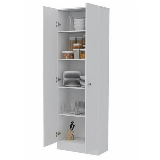 Pemberly Row 70" Modern Engineered Wood Storage Pantry Cabinet in White