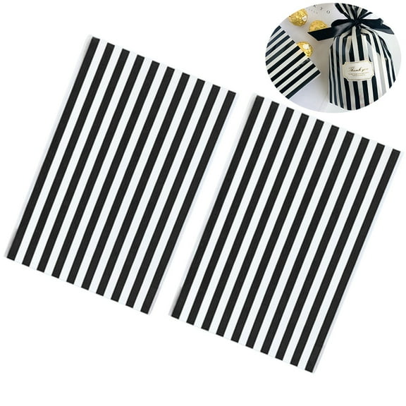 LULULION Black and White Stripe Candy Treat Bags for Party Favors and Gift Wrapping Plastic Cookie Bags Ideal for Dessert Storage 100pcs