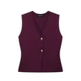 thumbnail image 1 of Zevity-para mujer, cárdigan sin mangas con cuello en V, chaleco de punto con botones dorados, suéter elegante de un solo pecho, Tops SW6250, 1 of 5
