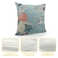 thumbnail image 4 of JEUXUS Floral Crane Throw Pillow Covers Set  Leaves Chinoiserie Aesthetic Flower Butterfly Traditional Blue Soft Fabric Living Room Bedroom Dorm Indoor Cushion Square Pillowcases, 4 of 5