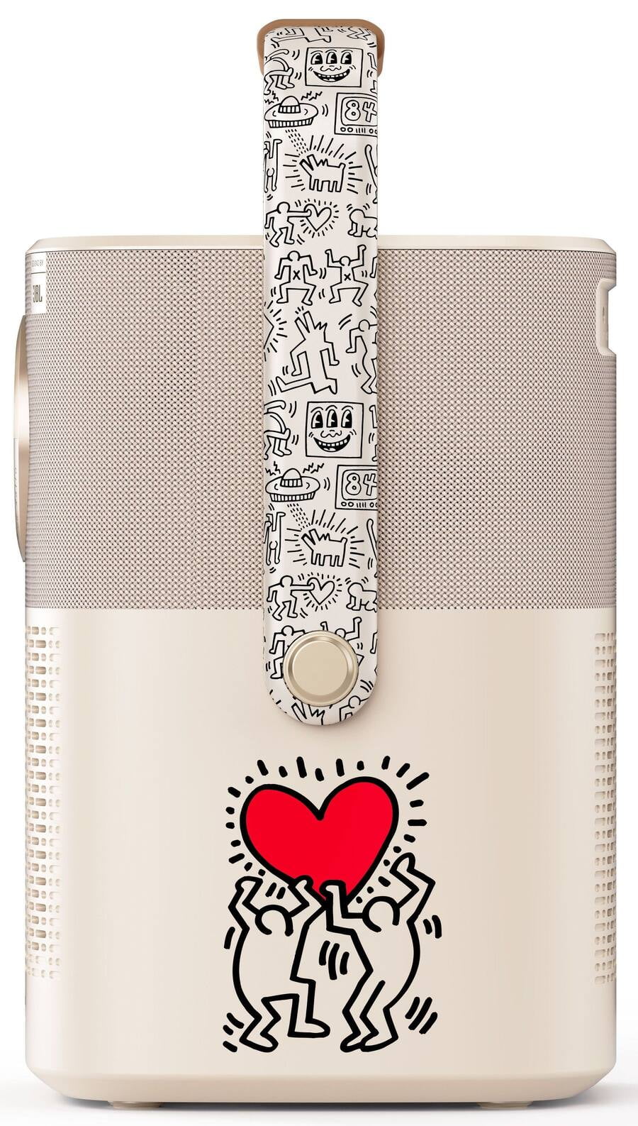 Yaber T2 Plus Portable Projector, 1080p Full HD, JBL Dolby Audio, Auto Focus and Auto Keystone, Co-brand Keith Haring,Cream