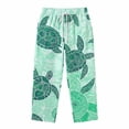 thumbnail image 5 of Beach Pants for Men Sea Turtle Print Loose Fit Elastic Waist Wide Straight Leg Cotton Linen Casual Pants with Pockets, 5 of 5