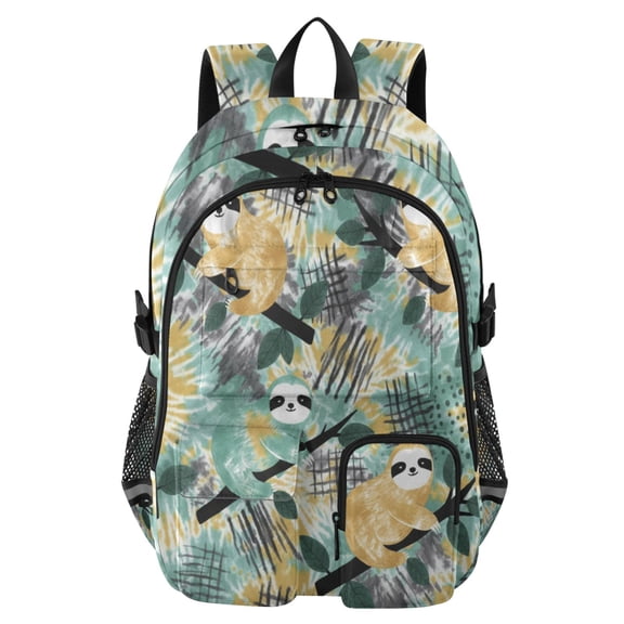 DIXRUYEE Cute Sloth Pattern Backpack for School 14”Laptop Compatible with Reflective Safety Strips