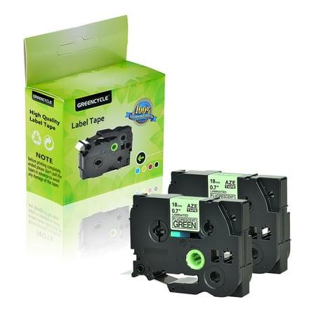 GREENCYCLE 2 Pack Compatible Brother TZe-D41 TZ-D41 TZD41 TZeD41 TZe Tape 18mm 0.7'' Laminated Black on Fluorescent Green Label Tapes Cassette use for Brother P-Touch Labeler Label Maker 16.4ft 5m