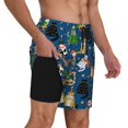 thumbnail image 2 of Naloa Different Cats Christmas Print Men Swim Trunks with Compression Liner ,Board Shorts,Men's Swim Shorts with Drawstring and Elastic Waistband-Medium, 2 of 6