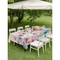 thumbnail image 4 of Outdoor Tablecloths with Umbrella Hole & Zipper, Blue Pink Flowers Rectangle Tablecloth 52x70 Inch, Spring Garden Floral Rustic Burlap Waterproof Table Cloth, Patio/Pool/Picnic Table Covers, 4 of 8