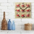 thumbnail image 3 of 7.78in Coffee Cups Square Wall and Table Clock Dual Use Vintage Design in Black or Gold, 3 of 10