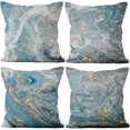 thumbnail image 1 of LAICAIW Marble Pillow Covers 16x16 Inch, Luxury Liquid Blue Marble Texture Modern Decorative Pillow Covers Square Cotton Linen Couch Pillow Cases for Home Decor, Set of 4 (No Insert Included), 1 of 7