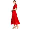 thumbnail image 4 of Sakkas Cotton Crepe Smocked Peasant Gypsy Boho Renaissance Mid Length Dress - A-Red - One Size, 4 of 5