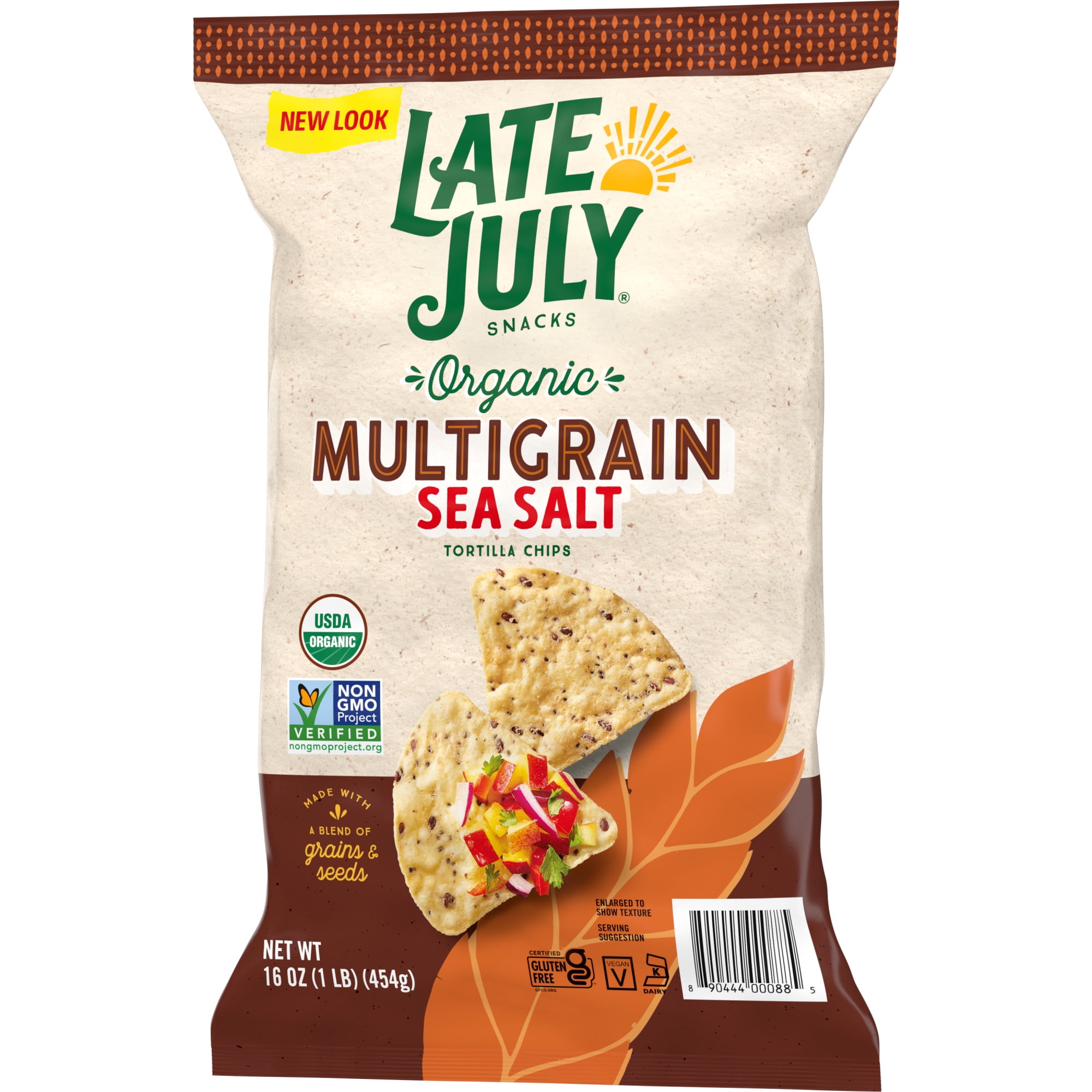 Late July Snacks, Organic Multigrain Tortilla Chips, Sea Salt, 16-oz. Bag