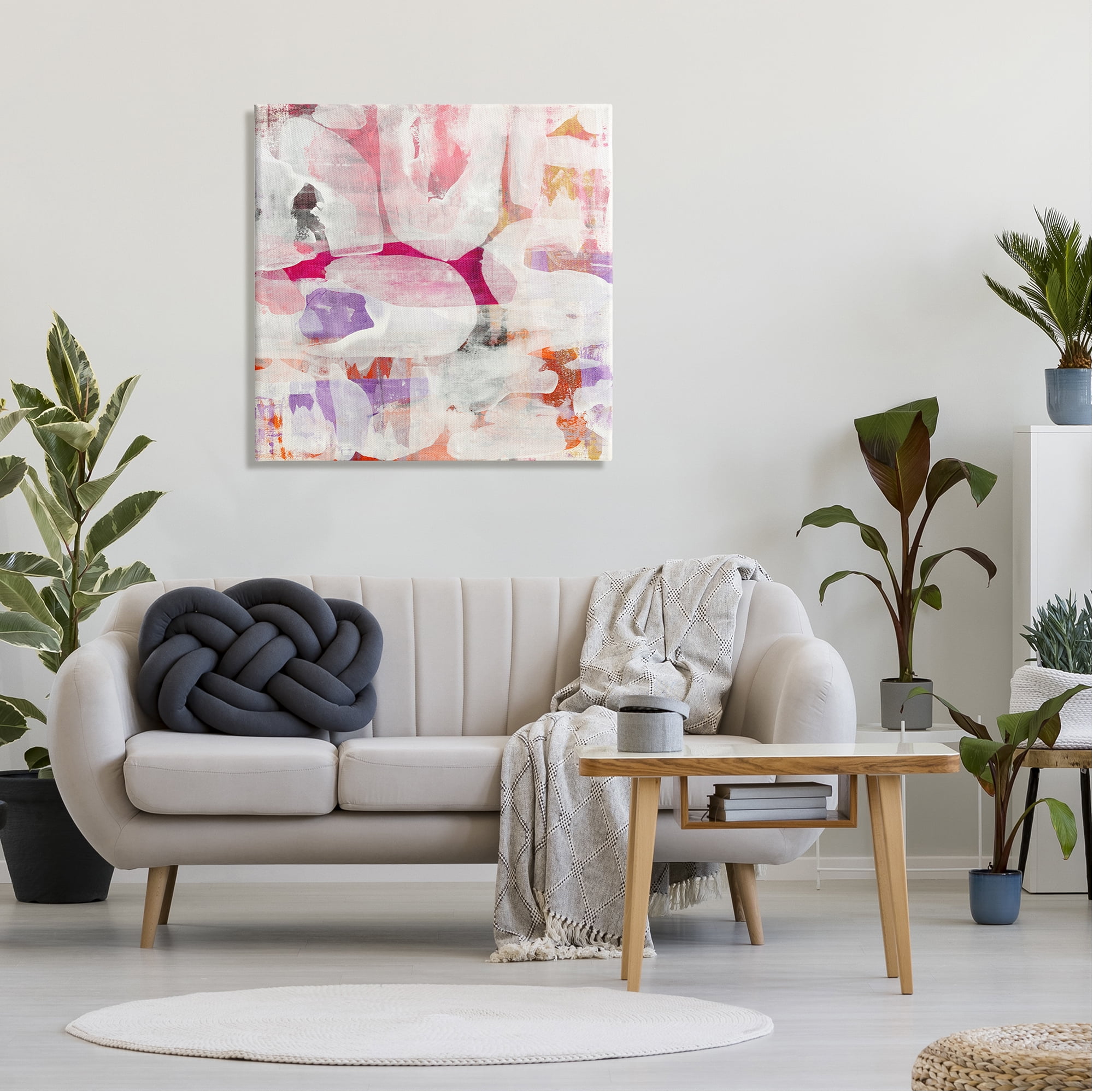 Stupell Industries Contemporary Pink Curved Shapes Abstract Pattern Collage Painting Gallery Wrapped Canvas Print Wall Art, Design by Jeff Iorillo