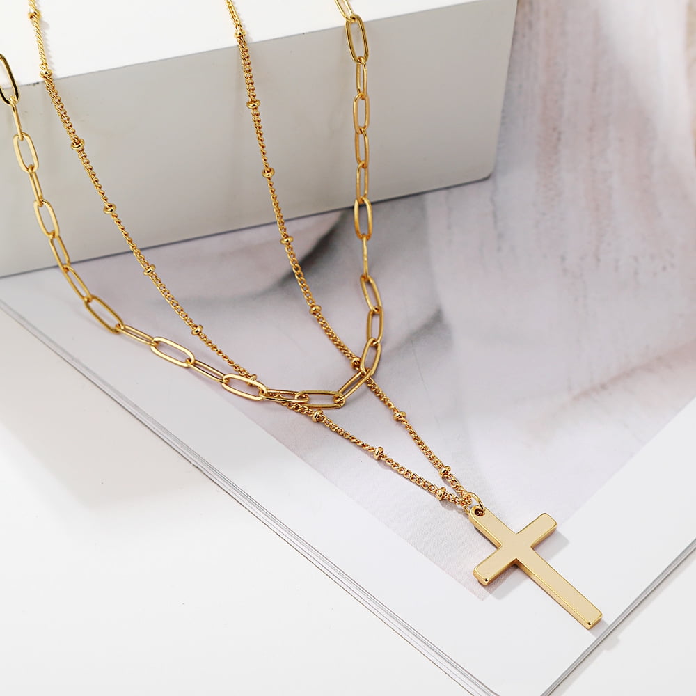 Gold chain cross necklace mens best sale