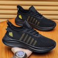thumbnail image 4 of Men's Low-Top Lace-Up Mesh Walking Shoes Striped Vamp Detail Streamlined Textured Sole Casual Daily Sneakers, 4 of 6