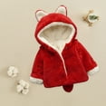 thumbnail image 2 of Zwiiyzr 2025 0-3 Years Infant Toddler Girls Fluffy Jacket Winter Fleece Coat Ear Hooded Faux Fur Jacket Baby Warm Outwear Holiday Birthday Gift Red, 2 of 6