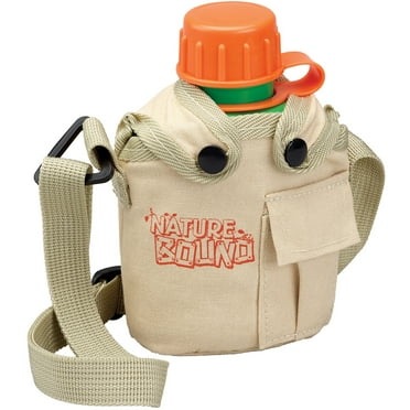 Nature Bound: Canteen - 16oz Scout-Styled Water Hydration Container, Snap-On Canvas Cover Carrier, Adjustable Shoulder Strap, Screw-On Lid, Kids 3 